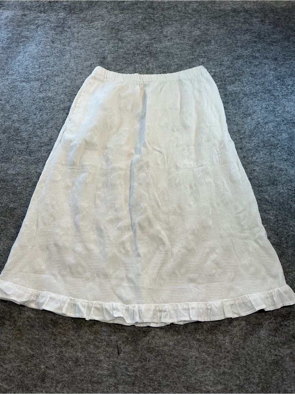 Obey Patterned Trendy White Cotton Eyelet Midi Skirt - Women's Size M